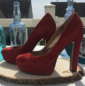 Red BCBG suede pumps